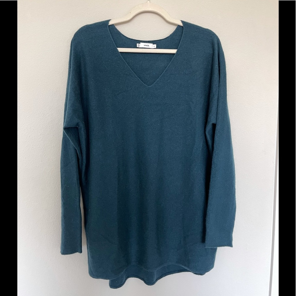 Vince teal blue 100% cashmere v neck sweater